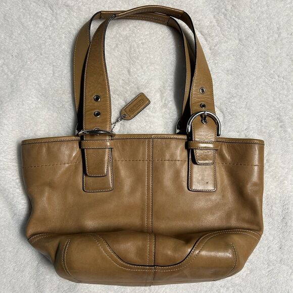 VTG Coach Tan Leather Soho Shoulder Handbag Purse M05D-9544 & Matching Wristlet - Picture 4 of 14